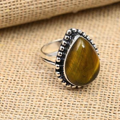 Beautiful Tiger's Eye Gemstone Handmade Jewelry 925 Sterling Silver Ring