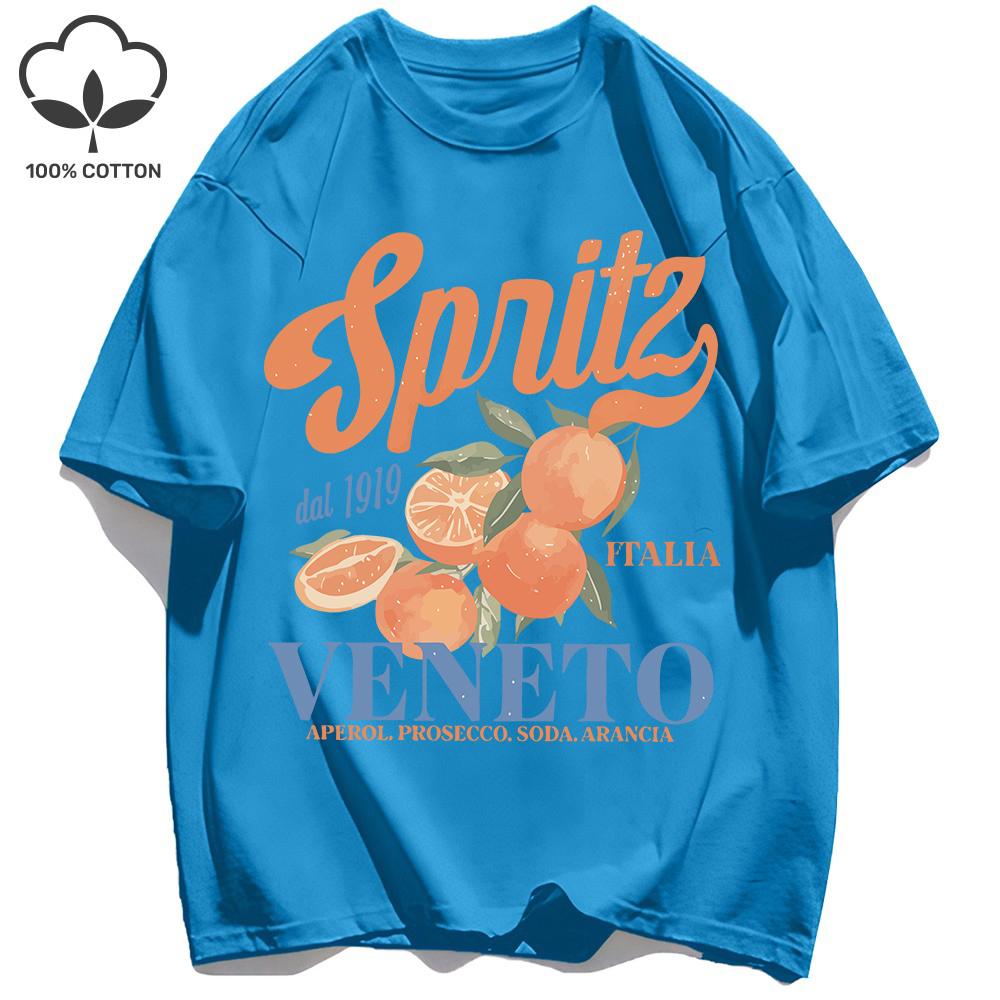 Spritzy Veneto Funny Orange Fruits Design T-Shirt Women Sport Summer Short Sleeve Cotton Hip Hop Tops Casual Loose Sportswear