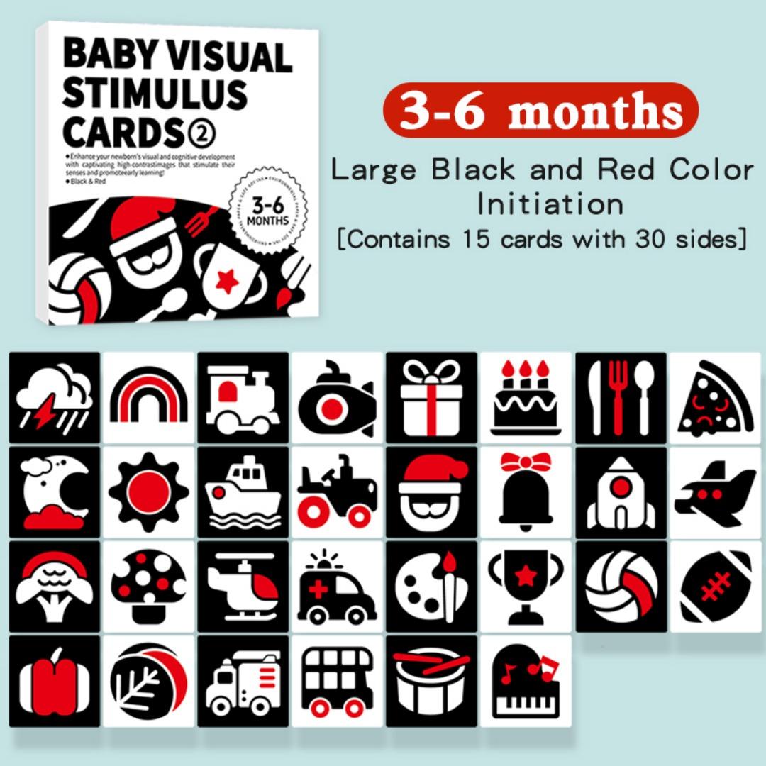 

Montessori 0-36M Babys Visual Stimulation Cards Black and White Flash Card High Contrast Stimulate Newborn Visual Cognition Toys
