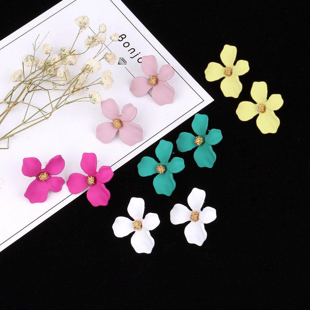 

Party Big Petal Gift Geometric Female Statement Paint Flower Earrings Jewelry Ear Studs Fashion