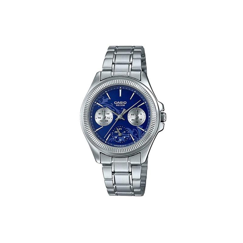 

Casio CASIOSTANDARD series metal three-eye pointer quartz watch, women s model, blue dial, stainless steel strap, quartz movement, LTP-2088D-2A1 синий