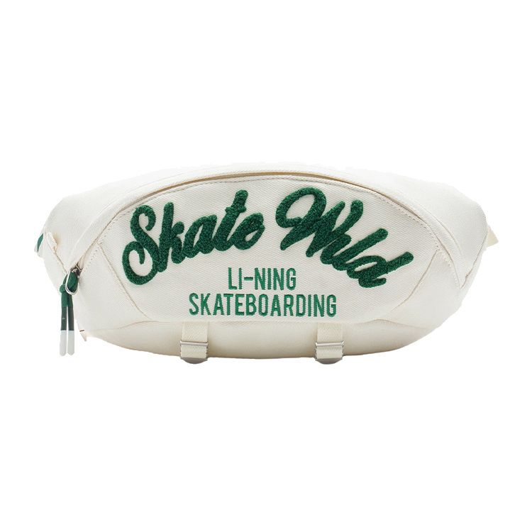 Li Ning Логотип-буква Сумка на пояс на молнии Тканевая Сумка на грудь Парный стиль Унисекс сумки Off-White ABDS567-2 Ivory