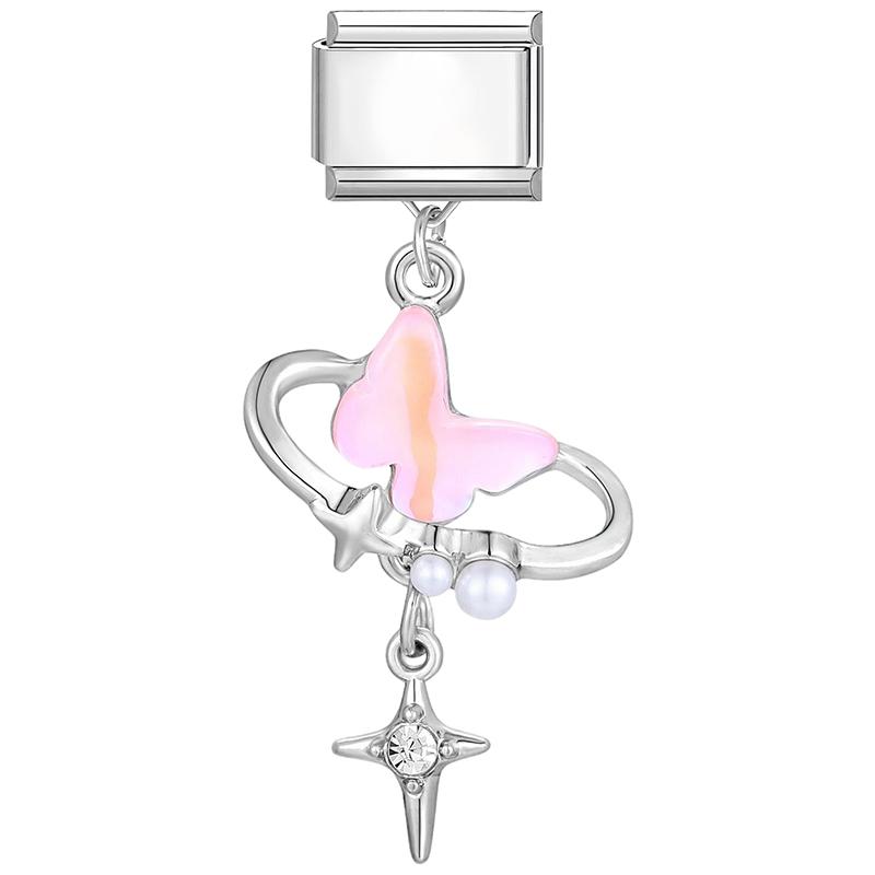 New Lovely Dog Cat Cherry Butterfly Heart Sun Fish Y2K Italian Charm Links Fit 9mm Stainless Steel Bracelet DIY Making Gift
