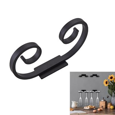 4Pcs Elegant Metal Wine Glass Rack Wall Mounted Stemwares Holder for Kitchen Storage Creative Under Cabinet Cup Hangers