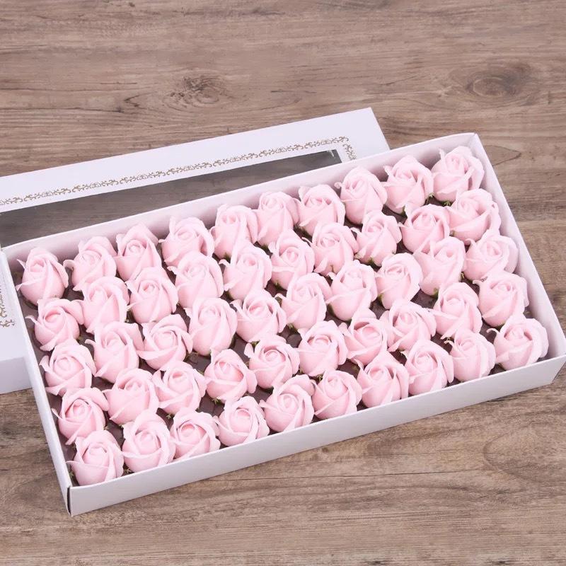 

50pcs Two Layer Soap Flower Rose Big Flower Head Thickened Packaging Bouquet Material Simulation Flower Valentine s Day Gift Box светло-розовый