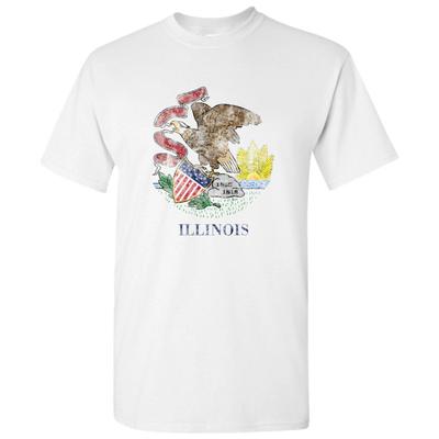 Illinois State Flag - Hometown Pride Local Souvenir Basic Cotton T-Shirt - White