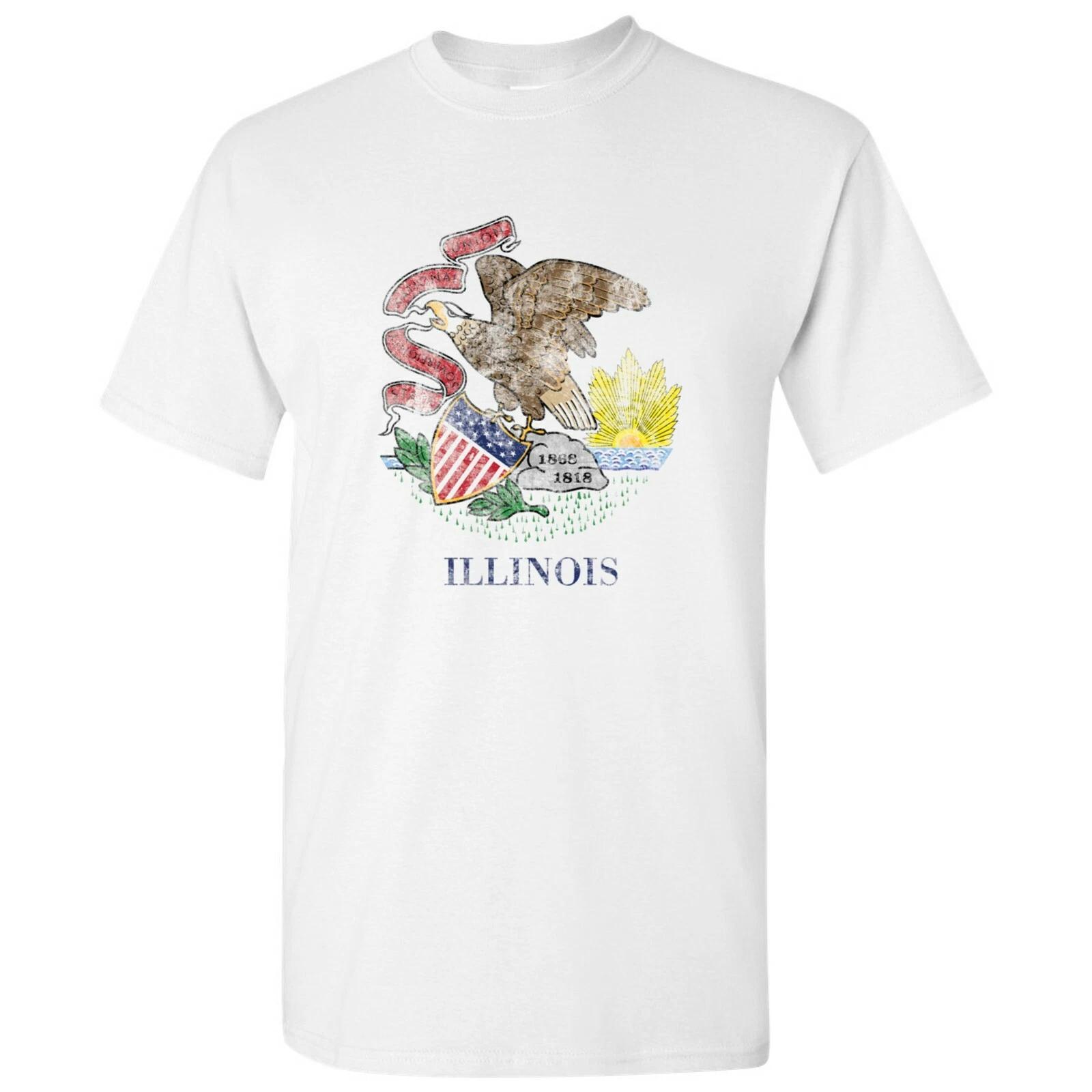 Illinois State Flag - Hometown Pride Local Souvenir Basic Cotton T-Shirt - White S