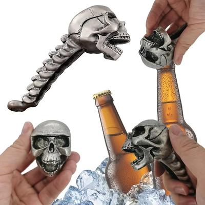 Nouveau Décapsuleur en Acier Inoxydable en Forme de Crâne Idée Cadeau Unique et Créative pour Halloween Design Métallique Durable pour Bar Maison Fête