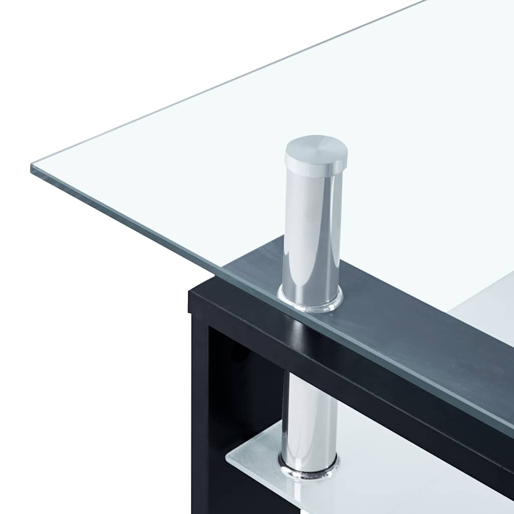Vidaxl Mesa de Centro, Negro-Transparente, 95X55X40 Cm, Vidrio