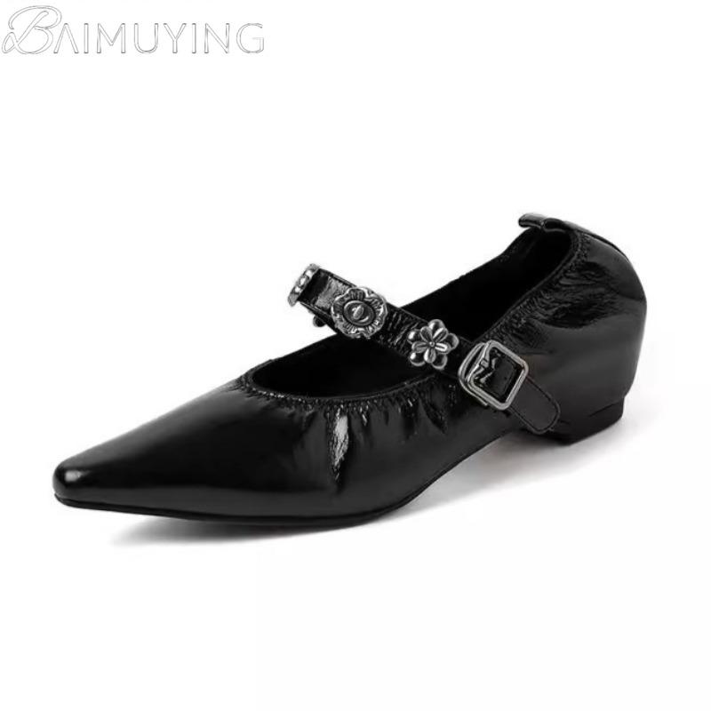 Fashion Women Flats Shoes Marie Janes Pointed Toe Sandals Woman Summer 2025 Trend Shallow Soft Leather Designer Shoes Sexy Dress Mujer