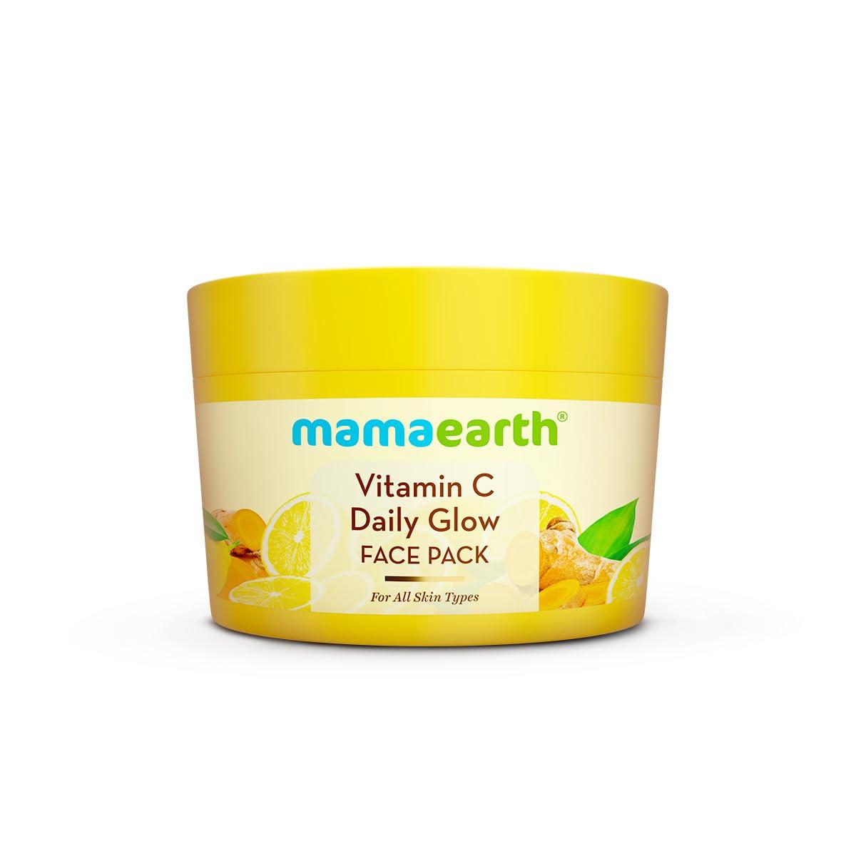 

Маска для лица Mamaearth Vitamin C Daily Glow 200 г для сияния кожи | Натуральная DIY текстура | Для всех типов кожи