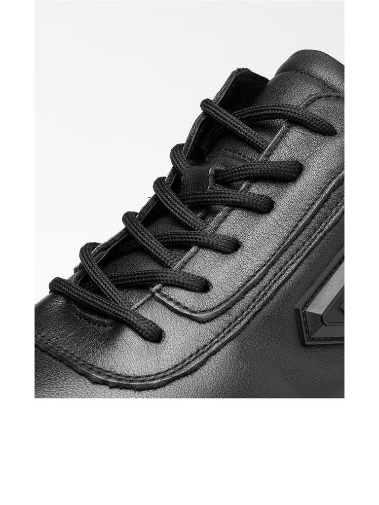 2025 Spring/Autumn Men's Black Casual Soft Leather Sneakers