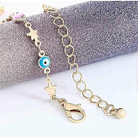 Boho Silver Anklet Dainty Star Anklet Evil Eye Foot Bracelet Beach Foot Jewelry