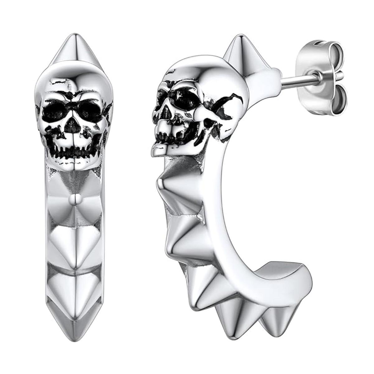 

Design Stainless Steel Skull Drop Earrings For Women Men Fashion Gothic Street Hip Hop Ear Jewelry Pendant Cool Stud Earrings