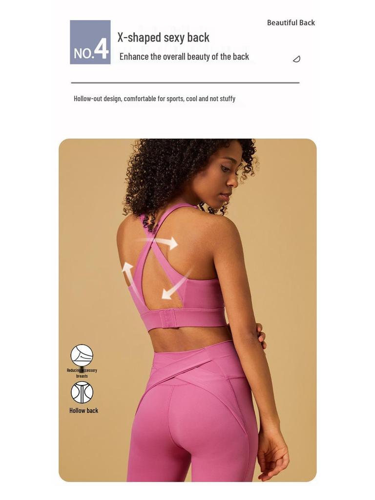 Women's Shockproof Athletic Bra - Cross-border Beautiful Back Design for Running and Yoga