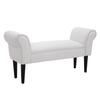 Small-sized Bed End Side Chaise Lounge Sofa Window Seat Arm Bench Wooden Leg Fabric Cover (White)
