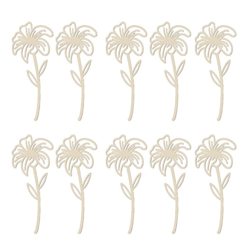 Wooden Wildflower Decors,Wood Flower Cutout for DIY Crafts,Wall Decors Hanging Florals Sculpture Wildflower Stems