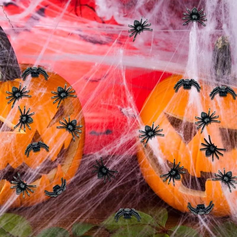 Mini Halloween Schwarze Spinnen Realistisch Leuchtend Glow in The Dark Plastikspinne Gruselig Spukhaus Party Dekoration Spinnen Requisiten