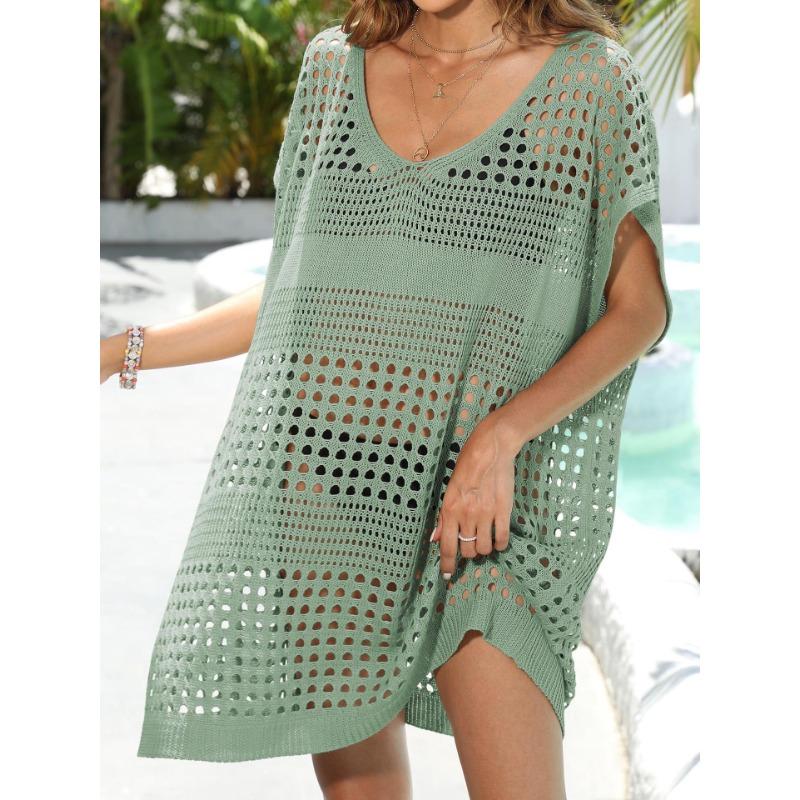 

Шикарна прихована сукня з V-подібним вирізом — м’який трикотаж, суцільний колір, без рукавів — ідеальний одяг для пляжу та відпустки для жінок One Size