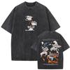 Demon Slayer Kamado Tanjiro Hinokami Kagura Vintage Gewassen Grafisch T-shirt, Unisex Oversized Streetwear, Anime Fan Cadeau