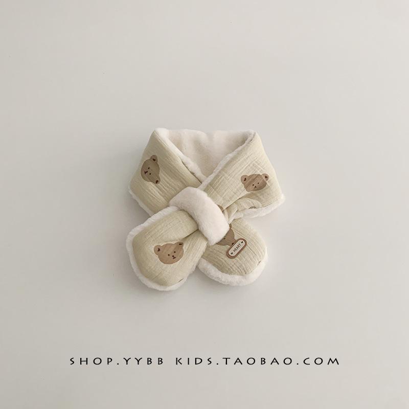 Soft Baby Bear Winter Scarf: Warm, Windproof, Plush Velvet for Boys & Girls