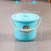 Portable Round Plastic Bucket with Lid - Thickened for Household Use, Storage, Cleaning, and Children's Beach Fun