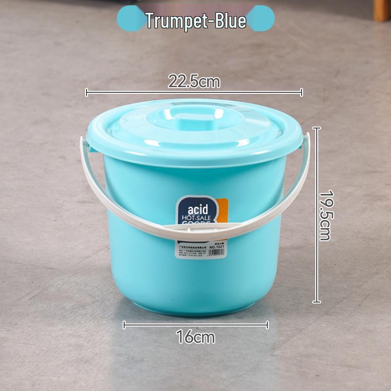 Portable Round Plastic Bucket with Lid - Thickened for Household Use, Storage, Cleaning, and Children's Beach Fun