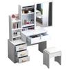 Compact Modern Makeup Dressing Table with Sliding Mirror and Integrated Storage