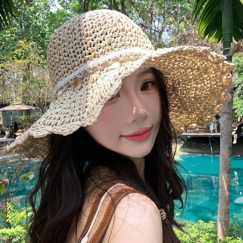 Women's Ethnic Style Woven Straw Sun Hat Large Brim Summer Beach Shade And Sun Protection Hat For 2026