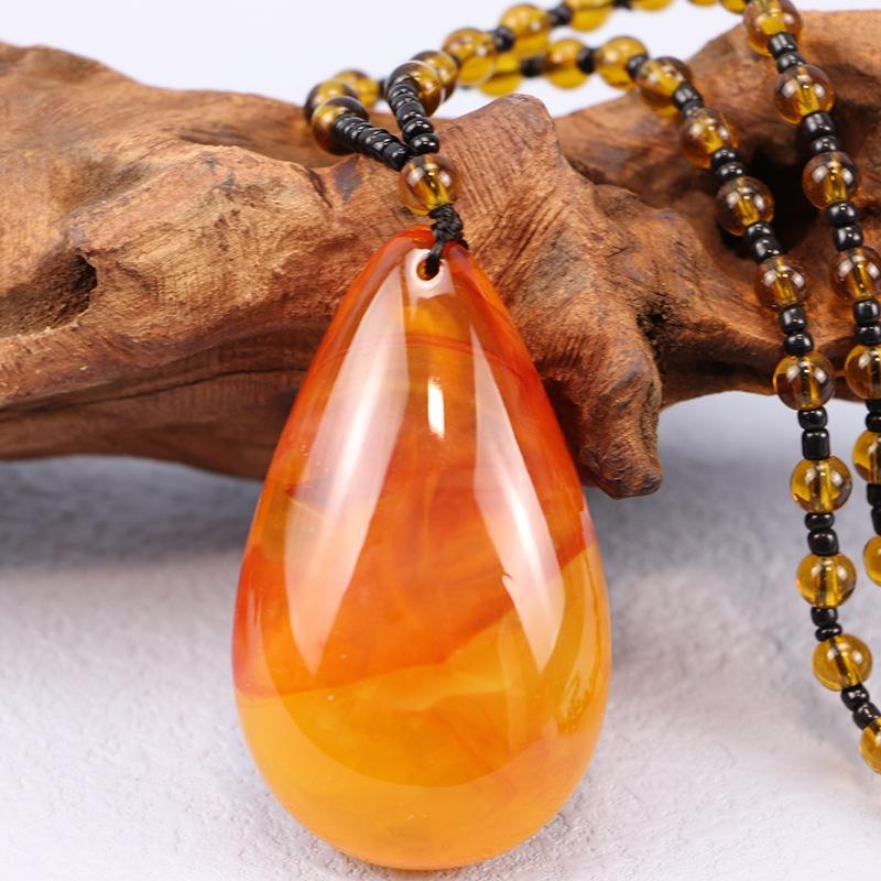 Handgemaakte Honing Amber Ketting Dames Natuurlijke Bijenwas Kralen Braziliaanse Amber Hanger Uniek Cadeau voor Verjaardag