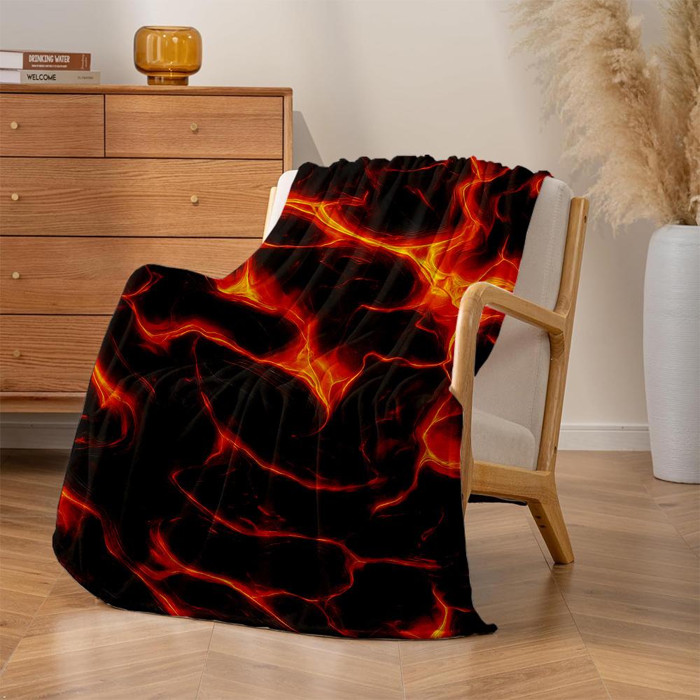 1Pc Lava Flow Print Flannel Blanket - High-Thermal Insulation, Soft & Smooth, All-Season Luxury Bedspread For Bed, Sofa, Travel