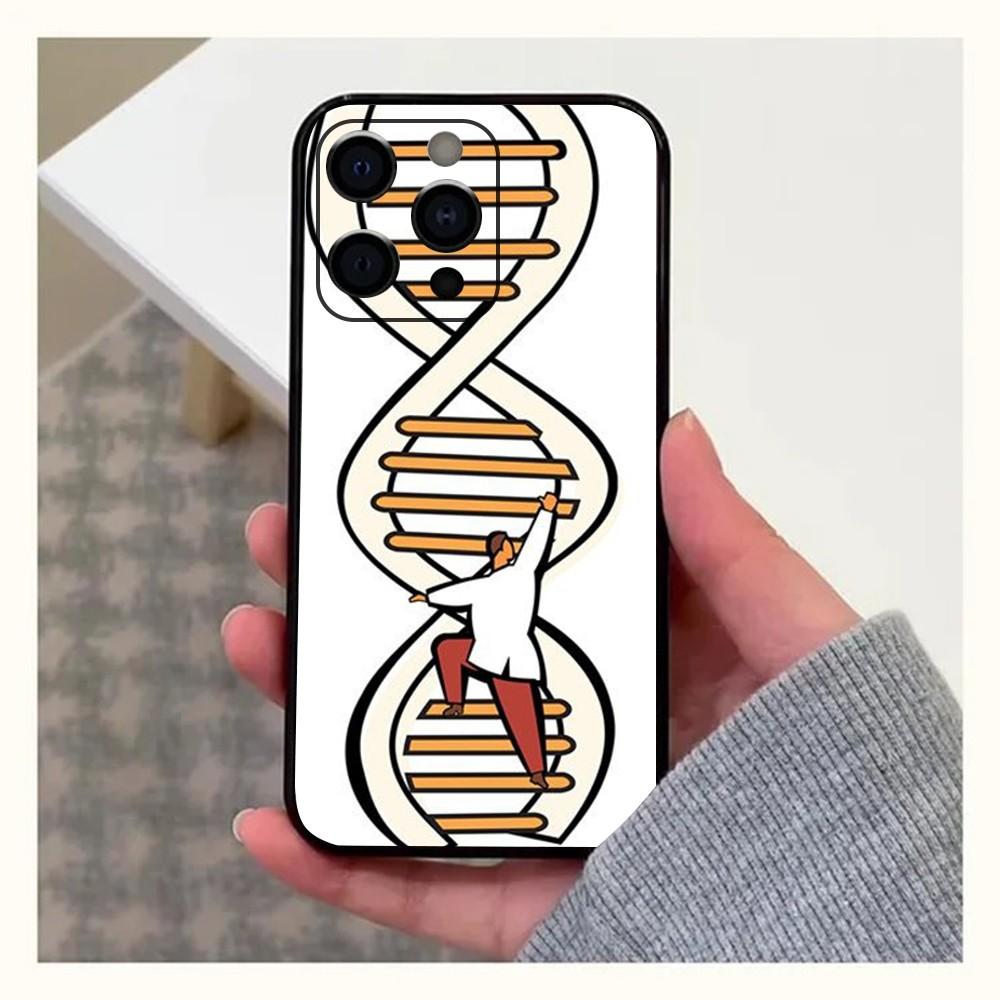 Wissenschaft DNA Biologie Handyhülle Für Apple iPhone 15,14,13,12,11,Pro,X,XS,Max,XR,Plus,Mini Weiche Schwarze Hülle