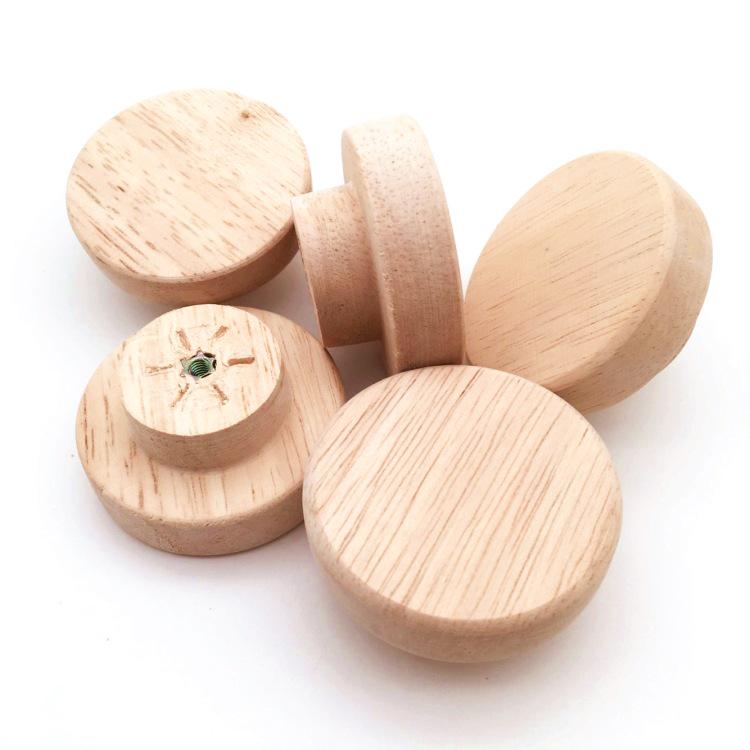 Rubberwood Round Flat Drawer Handle