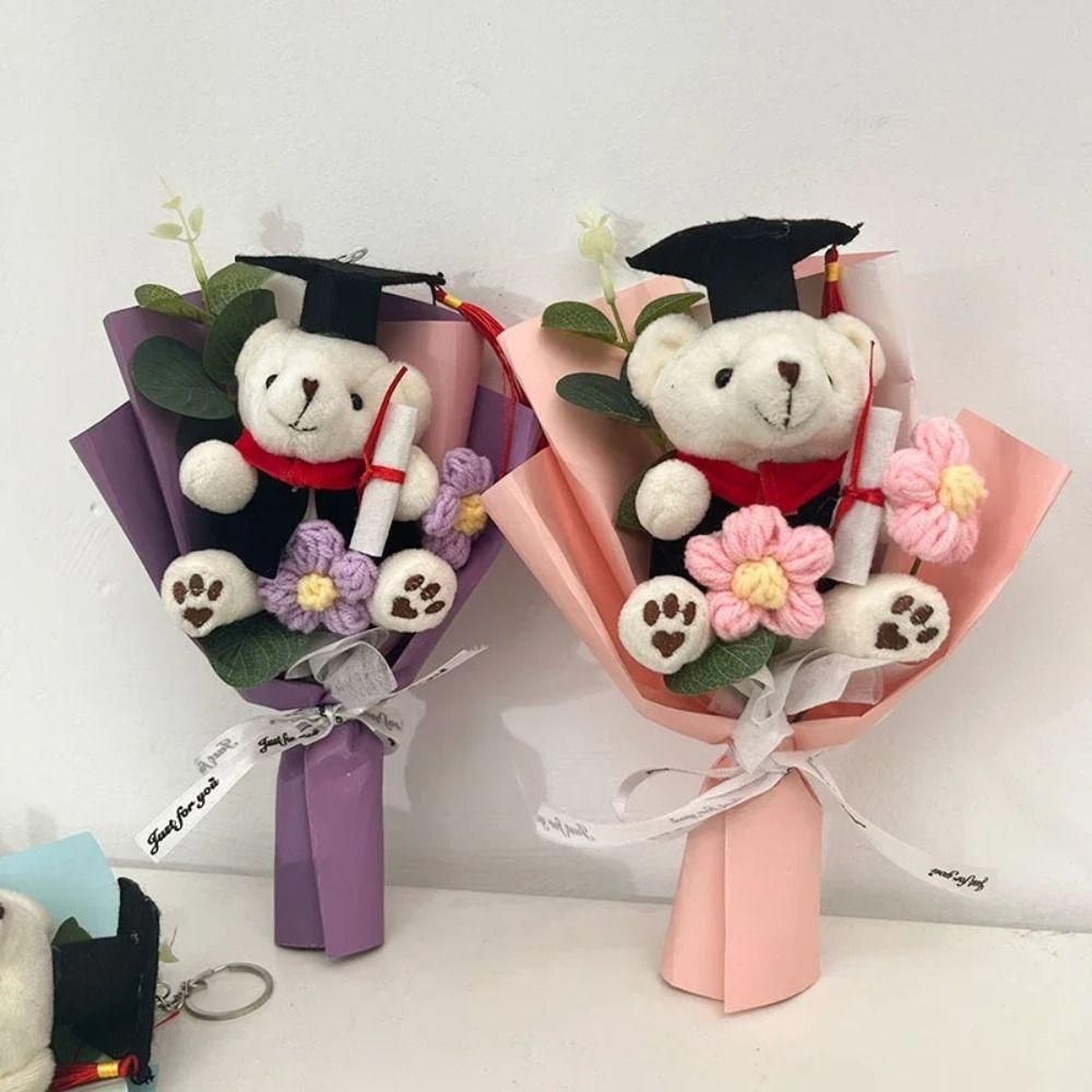 Graduation Season Little Bear Crochet Bouquet Mini Bear Bouquet School Graduate Gifts