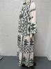2026 Elegant European Plus Size Women's Printed Bohemian Shirt Dress