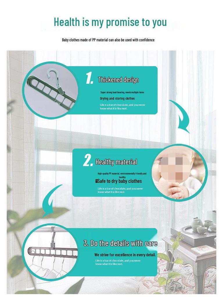 Magic Nine-Hole Anti-Slip Folding Hanger: Multi-functional Clothes Drying and Storage Solution