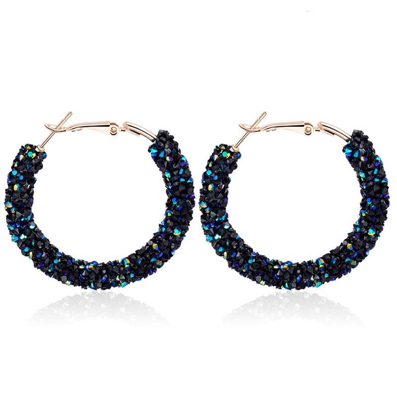Fashion Geometric Broken Diamond Round Earrings Exaggerated Full Diamond Circle Crystal Earrings Women Elegant Jewelry Earring