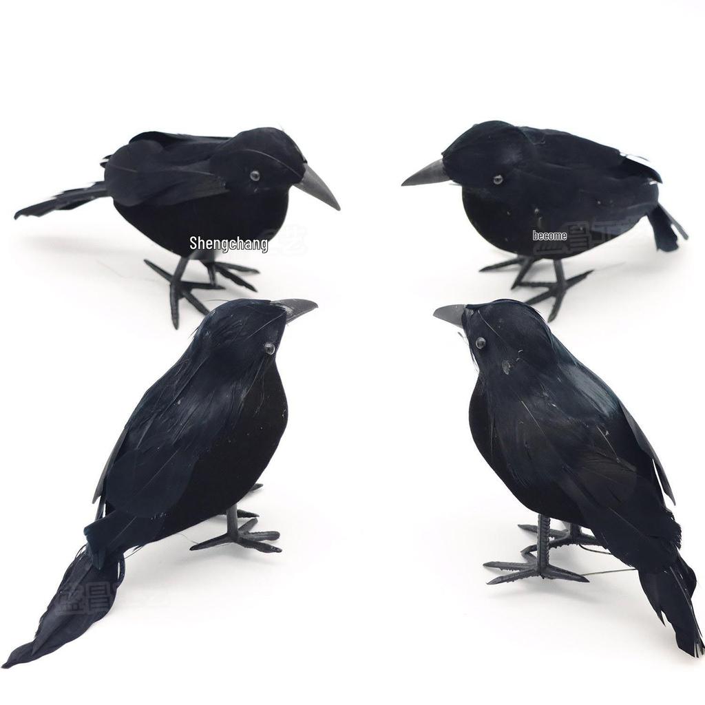 Halloween Flocked Black Crow Ornament - Party Decoration Prop Shirt