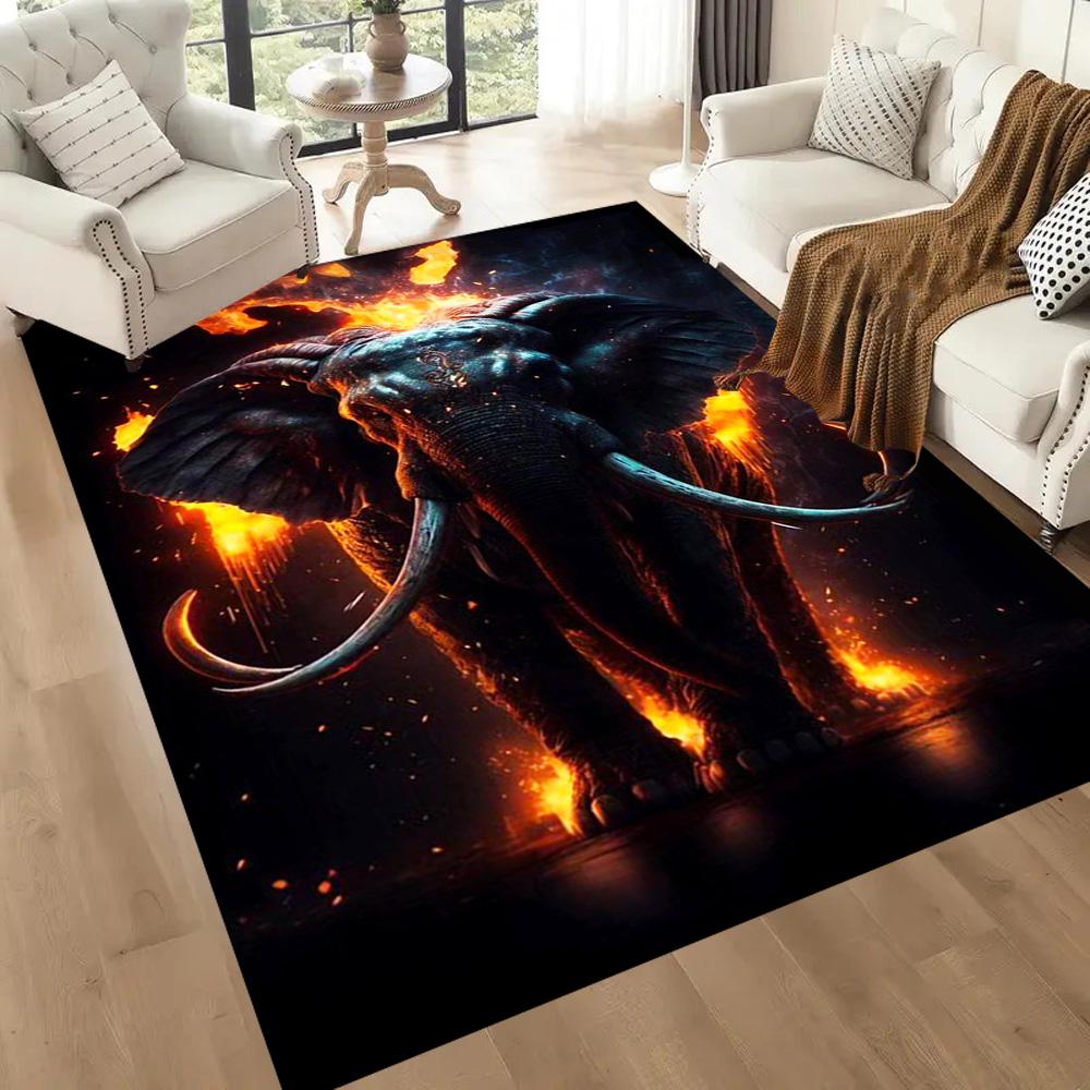 Colorful Elephant Artwork Floor Mats for Living Room, Bedroom and Room Decoration Are Suitable for Gifts.