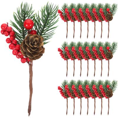 10 Pcs Artificial Green Pine Needles Decor Pinecone Picks Branches Decorations Christmas Stems Christmas Tree Ornament Presents