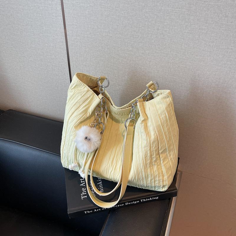 

Large capacity simple solid color canvas bag women s summer new fashion versatile shoulder tote bag жёлтый