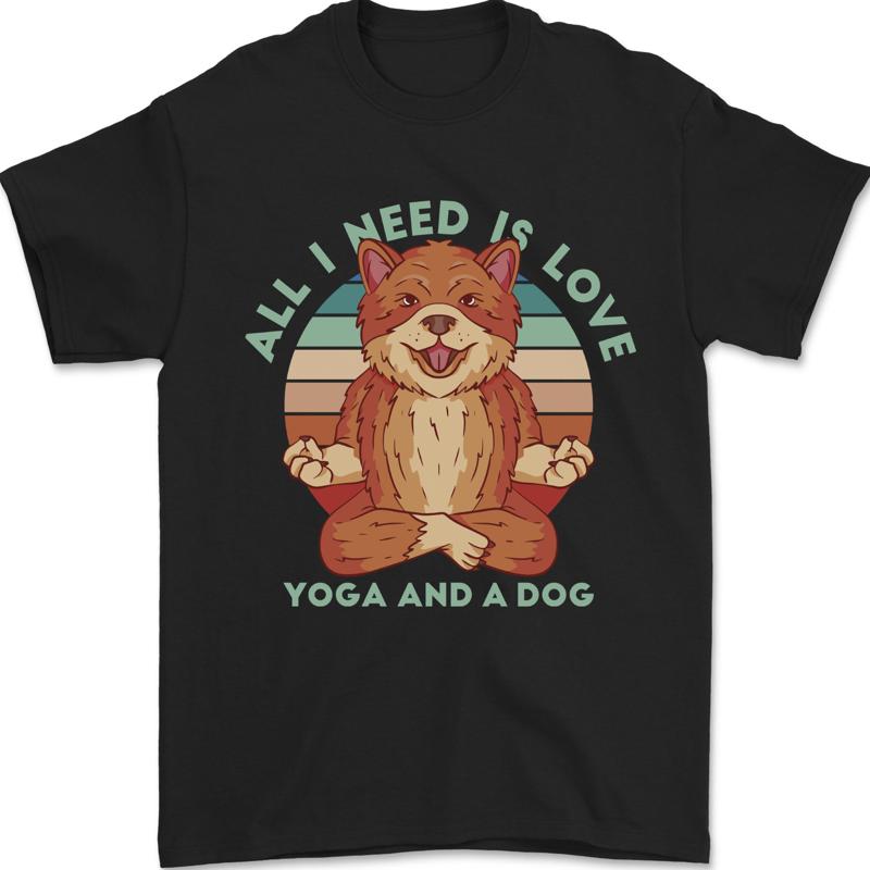 

All i Need Is Love Yoga And A Funny Dog Mens T-Shirt 100% Cotton - Men s Summer Cotton Graphic Tee 5XL різнокольоровий