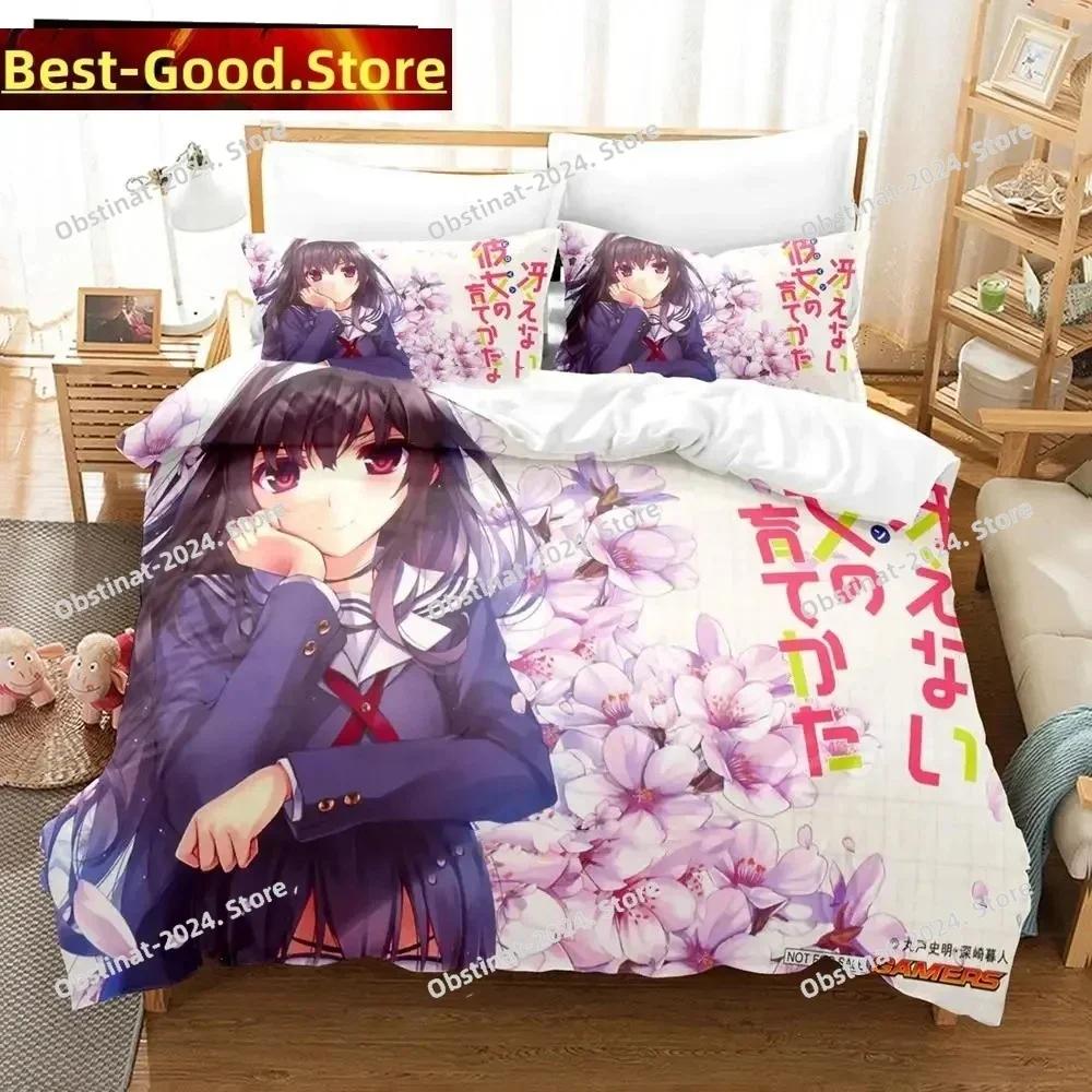 3D Print Anime Saekano Megumi Kato Bedding set Printed Duvet Cover Pillowcase Single Double Queen Super King Size Sets