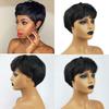 Elegant Pixie Cut Synthetic Wigs Short Hair Straight Black Wigs With Bangs For Women