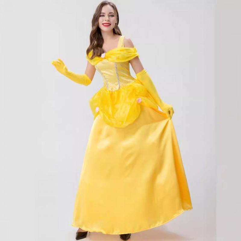 S-XXL Snow White Dress Party Stage Costume Halloween Belle Beauty Beast Cosplay Women