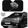 Black And White Flower Windshield Sun Shade Car Front Window Shades For Car Accessories Sun Heat UV Rays Visor For Universal Cars SUV Truck 51 X 27.5