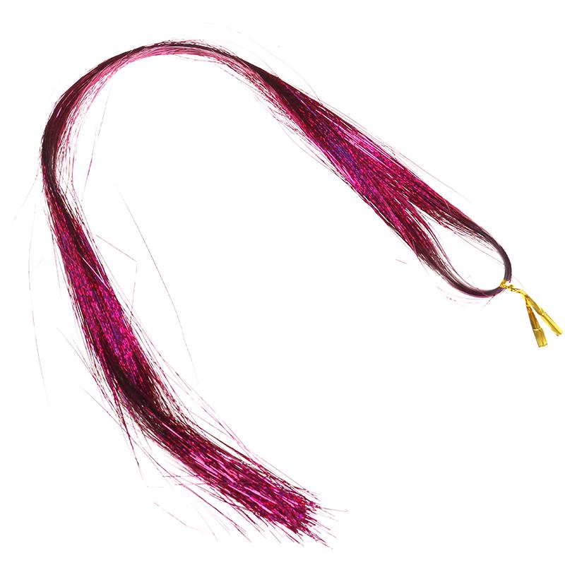 120pcs/lot Bling Hair Secoration Fashion Hair Tinsel Sparkle Glitter Extensions Highlights False Hair Strands Party Accessories