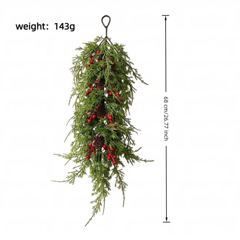 With Red Berries & Pine Cones Christmas Teardrop Door Swag DIY Hanging Door Greenery  Front Door