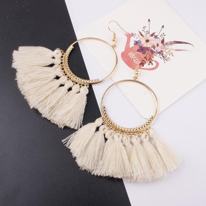 Women Fashion Bohemian Style Earrings Long Tassel Eardrop Dangle Earrings Jewelry