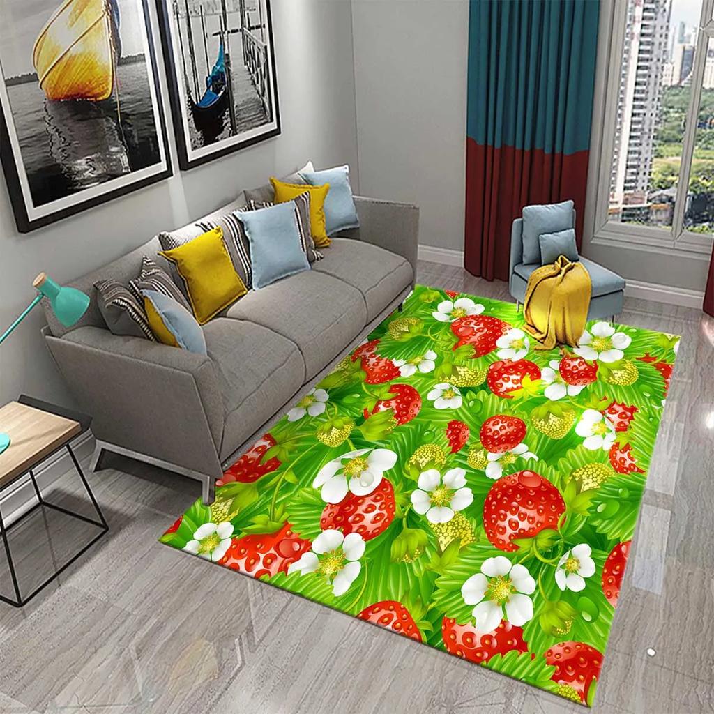 Cartoon Strawberry Carpets Living Room Decor Bedroom Bedside Sofa Rugs Child Play Game Crawling Door Mats Bathroom Non-slip Rugs
